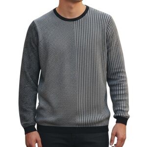 The Rail Men’s Crewneck Two-Tone black and gray striped Sweater | Size XL